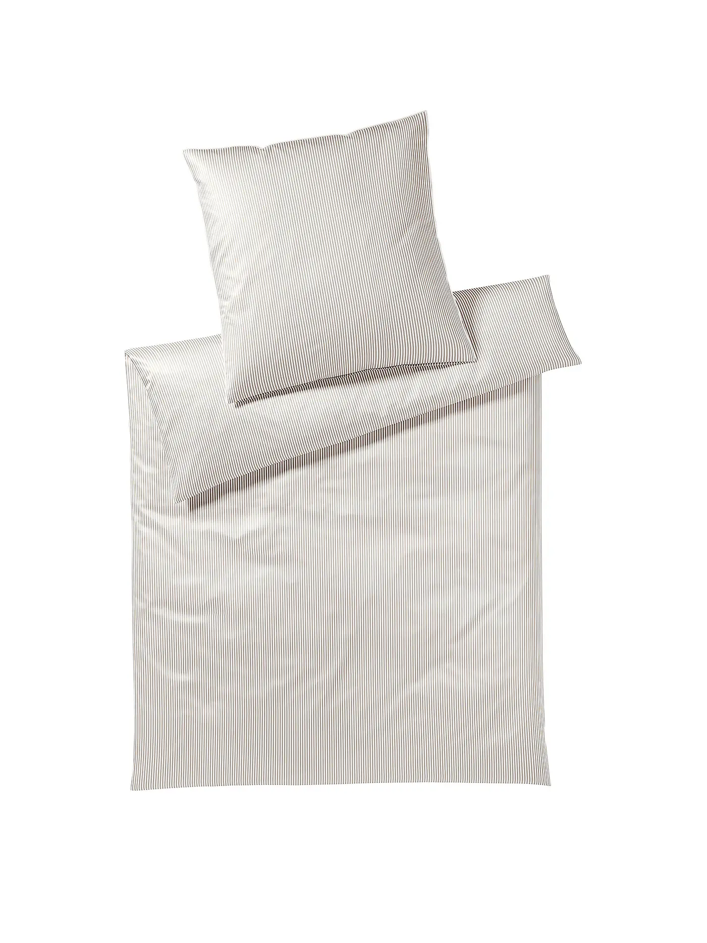 ELEGANTE | Satin Bettwäsche Hamburger Streifen 140x200cm Grau/Weiss | beige